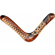 Blue Angel - decorated wood boomerang - Right Handed