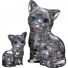 3D Crystal Puzzle - Cat & Kitten (Black)