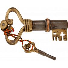 Key Shaped Iron & Brass Puzzle Lock
