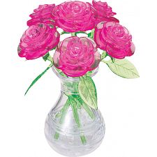 3D Crystal Puzzle - Roses in Vase (Pink)