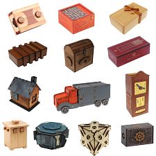 Group Set 403 - 26 Wood Puzzle Boxes (13 x 2)