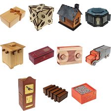 Group Set 403-Full Set: 22 Wood Puzzle Boxes (11 x 2)