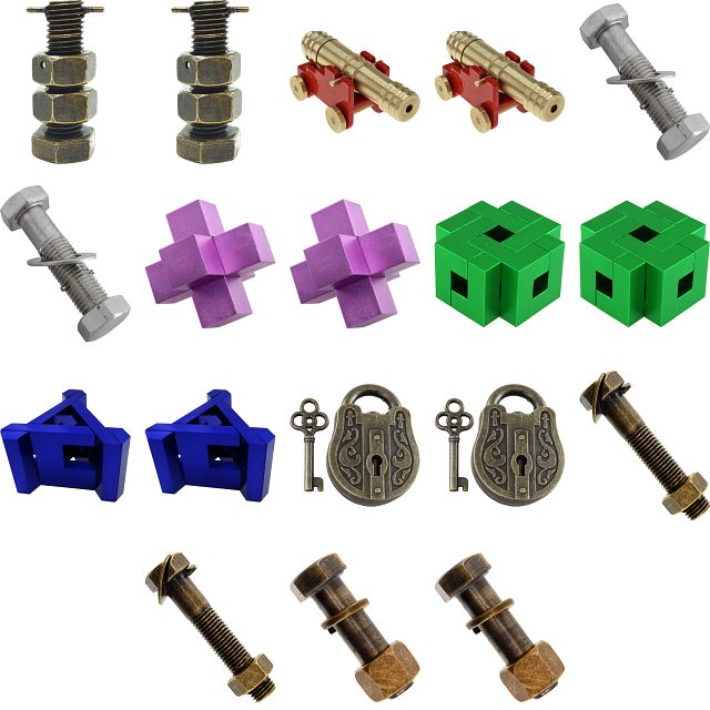 Group Set 402 - 1 (Level 5-7) - 18 Metal Puzzles (9 x 2)