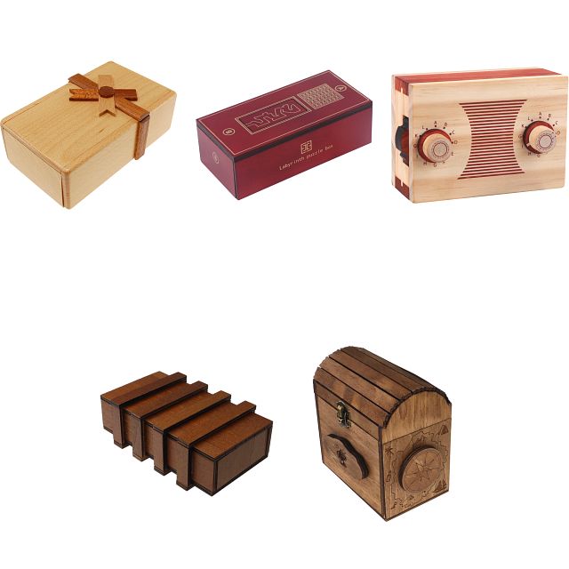 Group Set 403-1 (Level 5-7) - 8 Wood Puzzle Boxes (4 x 2)