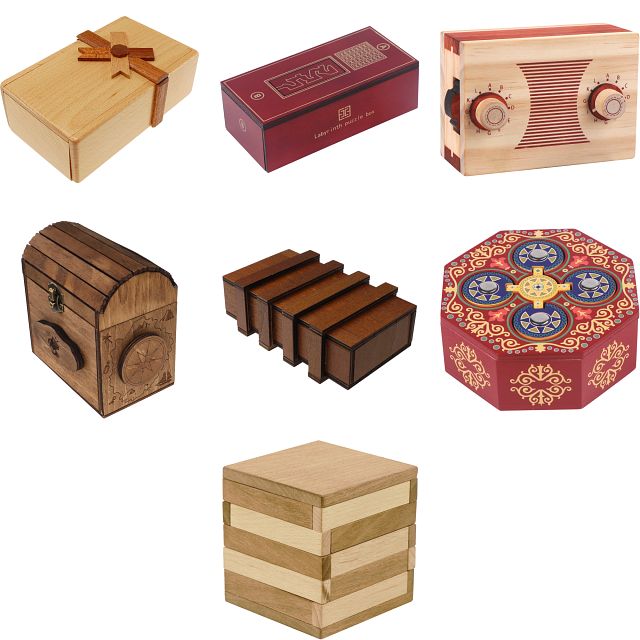 Group Set 403-1 (Level 5-7) - 14 Wood Puzzle Boxes (7 x 2)