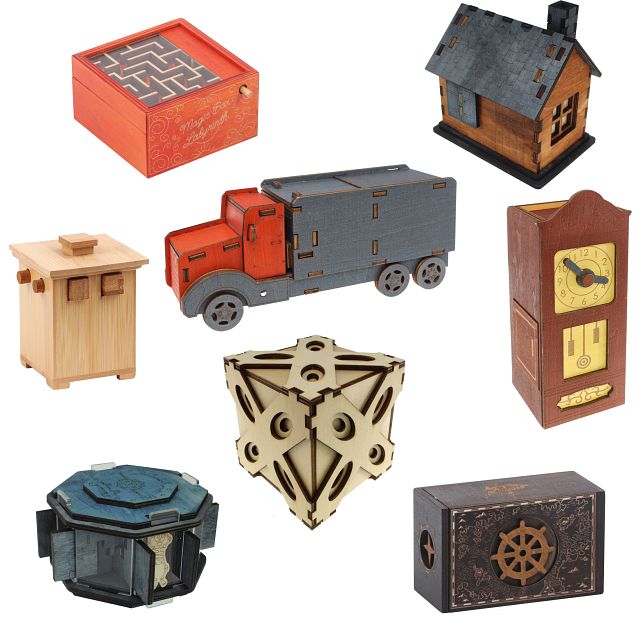 Group Set 403-2 (Level 8-10) - 16 Wood Puzzle Boxes (8 x 2)