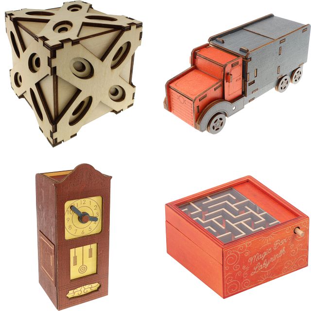 Group Set 403-2 (Level 8-10) - 8 Wood Puzzle Boxes (4 x 2)
