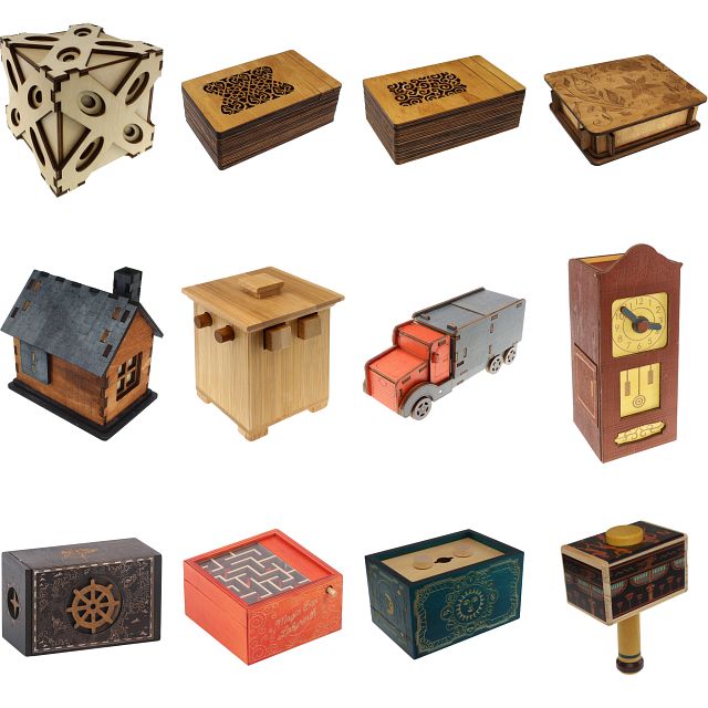 Group Set 403-2 (Level 8-10) - 24 Wood Puzzle Boxes (12 x 2)